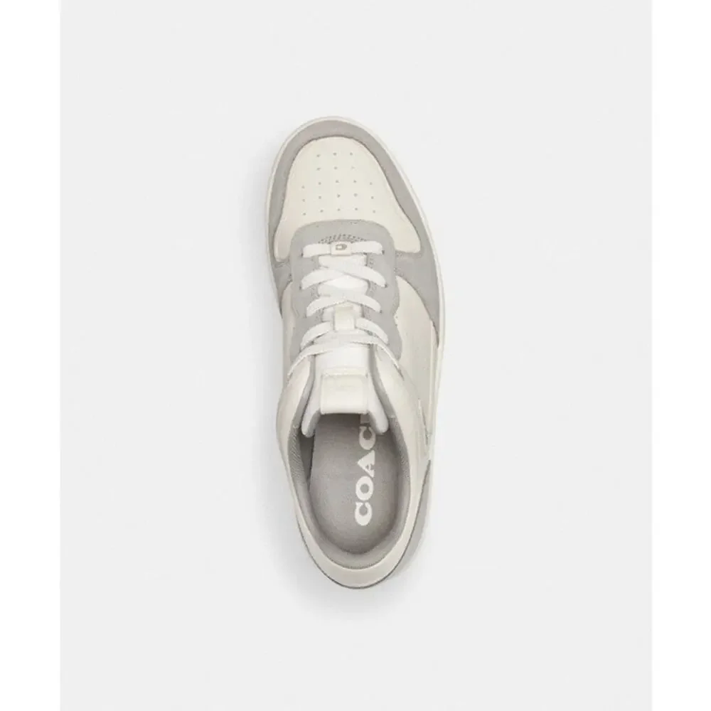 Coach Mixed C201 Material Women's Sneaker Suede Low Top Chalk Dove Grey 8 B